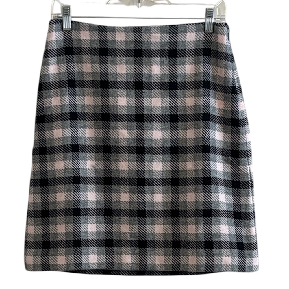 Talbots Plaid Checkered Skirt in Pink and Black Sz 4 Lined Wool Skirt NWT